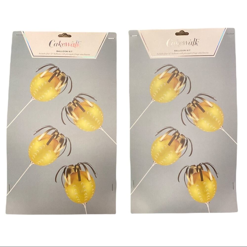 Cakewalk Lot of 2 Pineapple Balloon Kit 8 Balloons Gold Party Kit